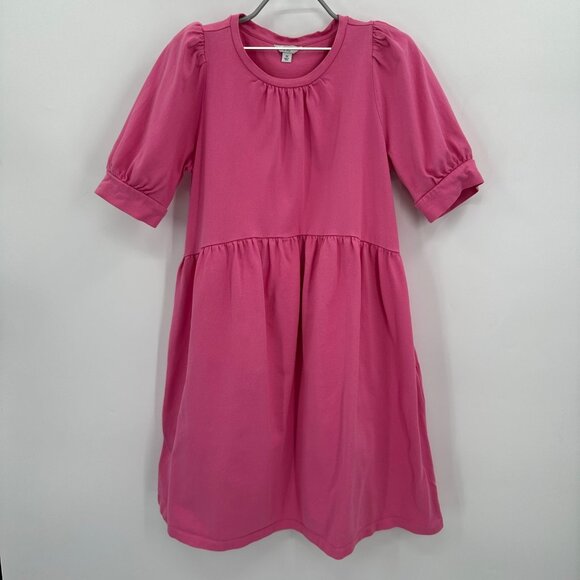 Crown & Ivory Hot Pink Babydoll Dress size M 100% Cotton Short Sleeve Mini - Picture 2 of 8